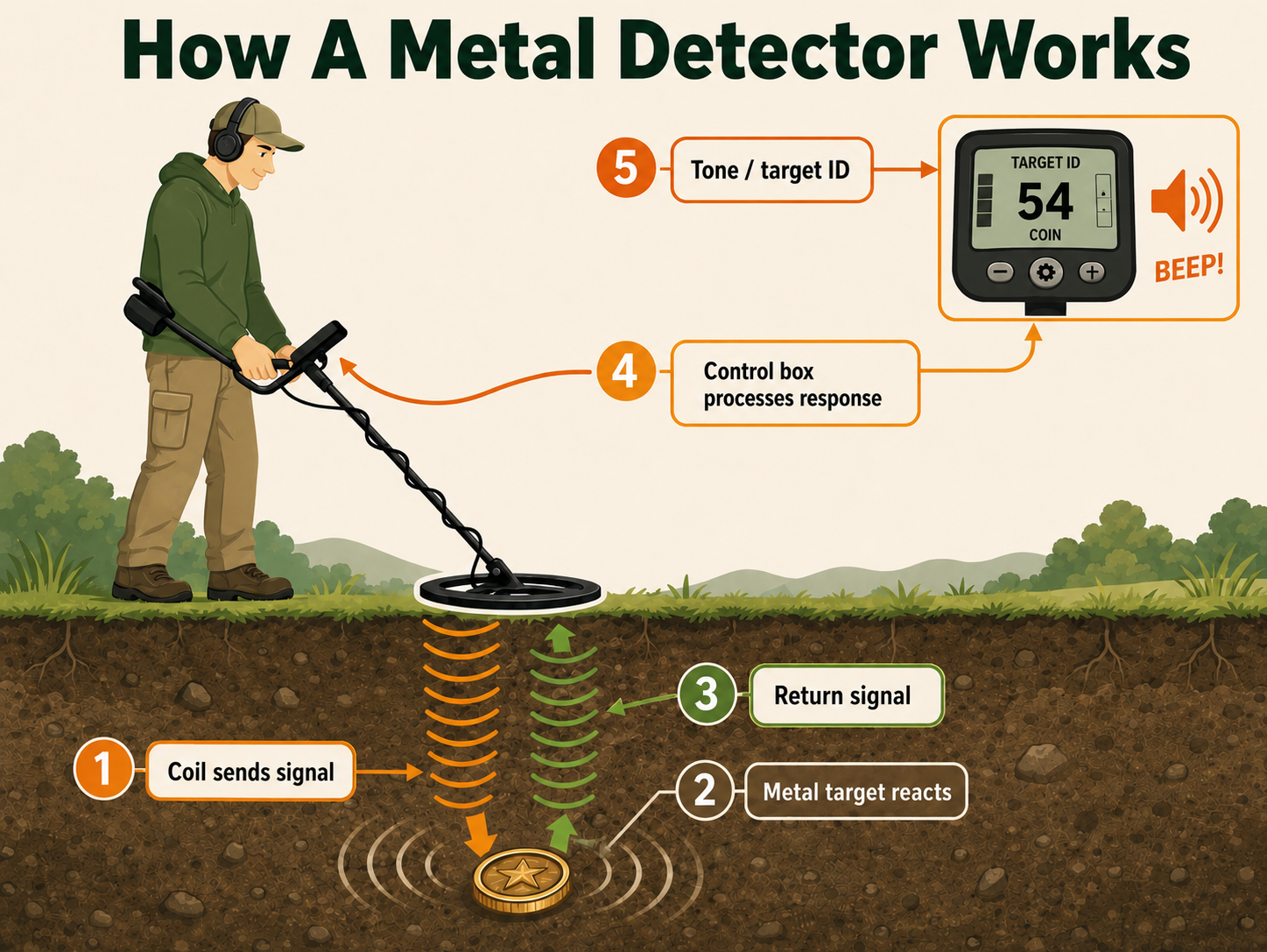 How Does A Metal Detector Work Infographic