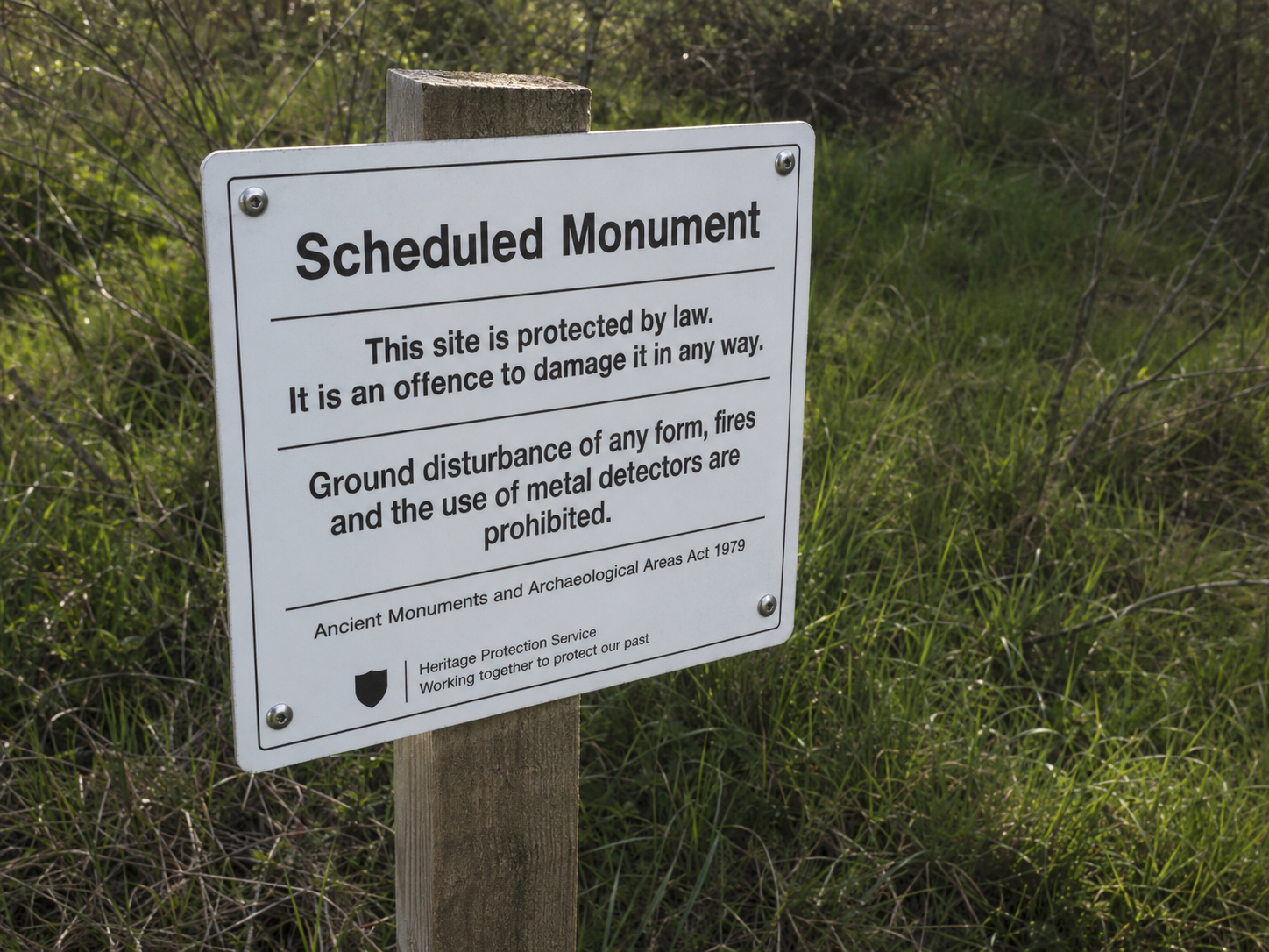 Scheduled Monuments No Metal Detecting Warning Sign